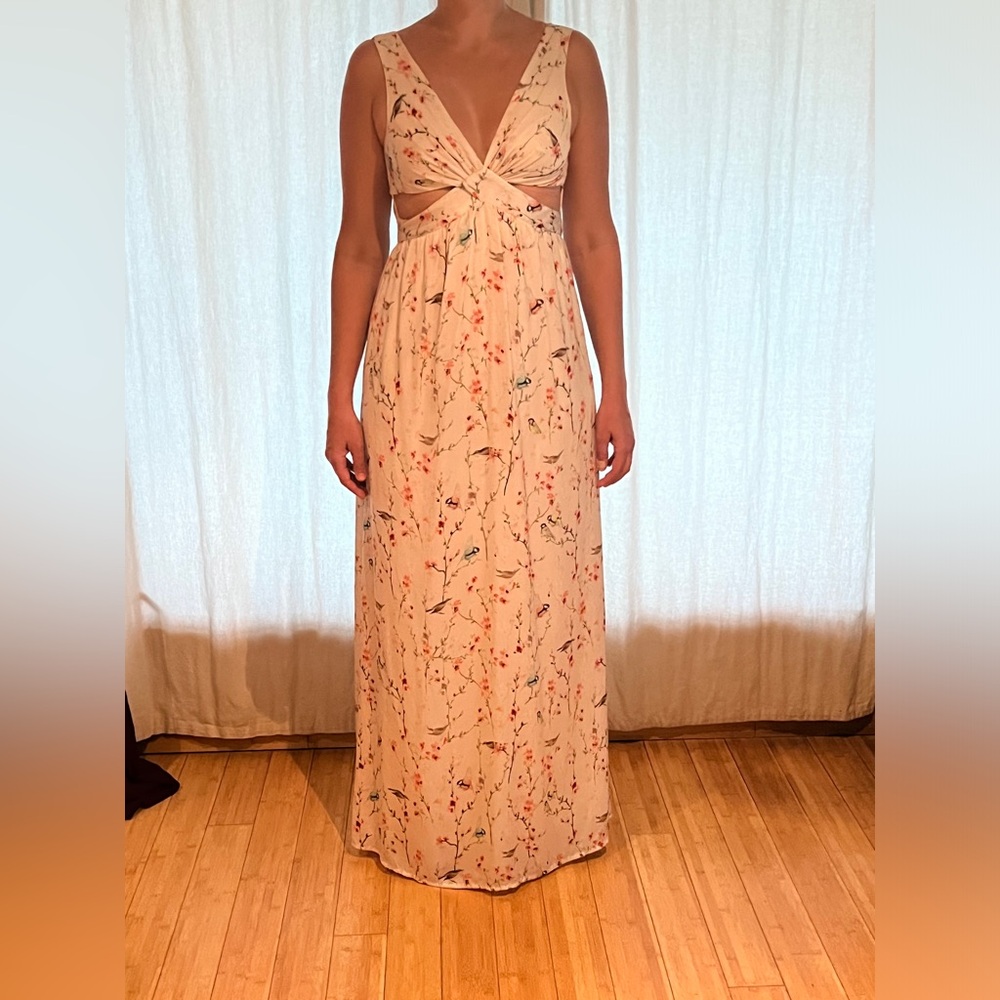 Zara Trafaluc Maxi Dress - Cream/Ivory Floral+Birds - Maxi - Size Medium